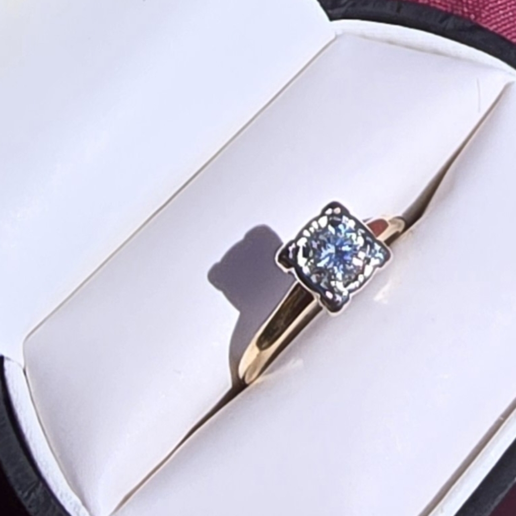 14k Two Tone Diamond Solitaire Ring